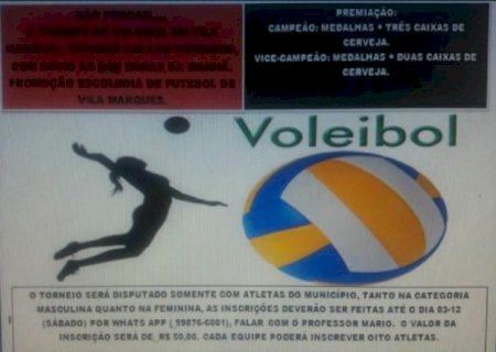 Vila Marques sedia torneio de voleibol neste domingo, dia 4
