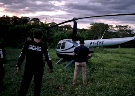 Helicóptero roubado no Paraná é localizado na fronteira com Paraguai